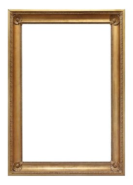 Beyaz arkaplanda izole edilmiş resimler, aynalar veya fotoğraf için altın çerçeve