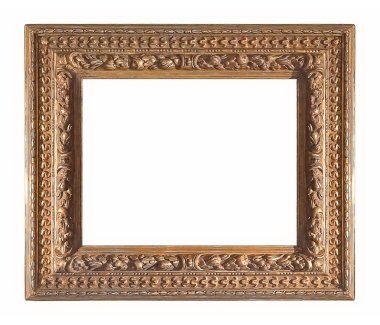 Beyaz arkaplanda izole edilmiş resimler, aynalar veya fotoğraf için altın çerçeve