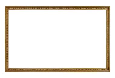Beyaz arkaplanda izole edilmiş resimler, aynalar veya fotoğraf için altın çerçeve