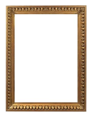 Beyaz arkaplanda izole edilmiş resimler, aynalar veya fotoğraf için altın çerçeve