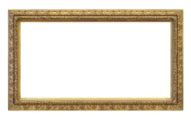 Beyaz arkaplanda izole edilmiş resimler, aynalar veya fotoğraf için altın çerçeve