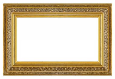 Beyaz arkaplanda izole edilmiş resimler, aynalar veya fotoğraf için altın çerçeve