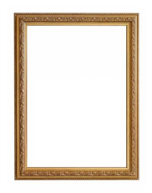 Beyaz arkaplanda izole edilmiş resimler, aynalar veya fotoğraf için altın çerçeve
