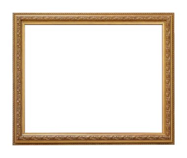 Beyaz arkaplanda izole edilmiş resimler, aynalar veya fotoğraf için altın çerçeve