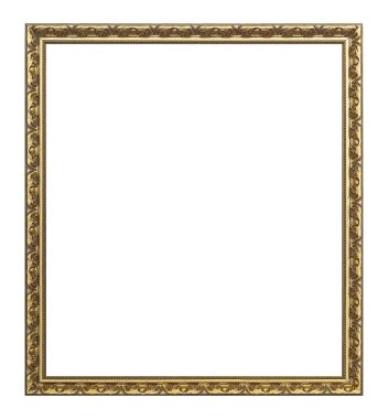 Beyaz arkaplanda izole edilmiş resimler, aynalar veya fotoğraf için altın çerçeve