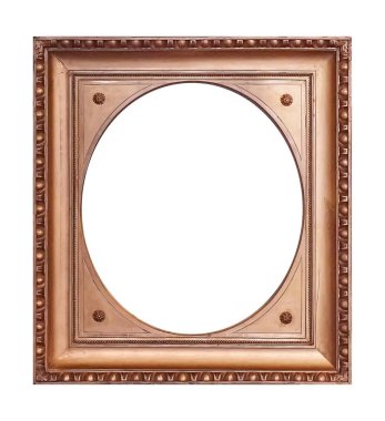 Beyaz arkaplanda izole edilmiş resimler, aynalar veya fotoğraf için altın çerçeve