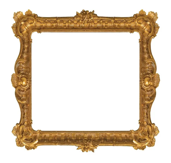 白色背景下孤立的绘画 镜子或照片的金框 — 图库照片