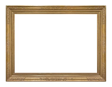 Beyaz arkaplanda izole edilmiş resimler, aynalar veya fotoğraf için altın çerçeve
