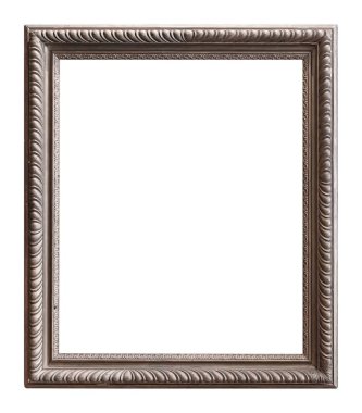Beyaz arkaplanda izole edilmiş resimler, aynalar veya fotoğraf için gümüş çerçeve
