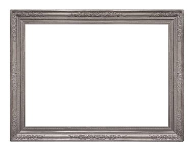Beyaz arkaplanda izole edilmiş resimler, aynalar veya fotoğraf için gümüş çerçeve