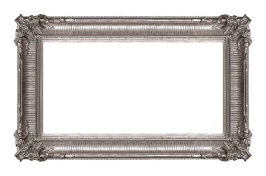 Beyaz arkaplanda izole edilmiş resimler, aynalar veya fotoğraf için gümüş çerçeve