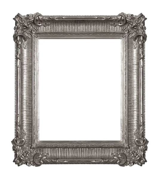 Beyaz arkaplanda izole edilmiş resimler, aynalar veya fotoğraf için gümüş çerçeve