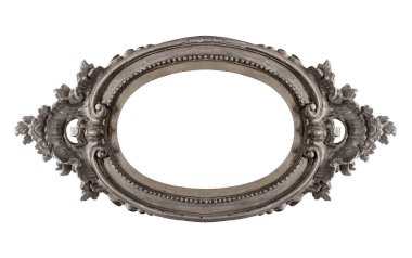 Beyaz arkaplanda izole edilmiş resimler, aynalar veya fotoğraf için gümüş çerçeve