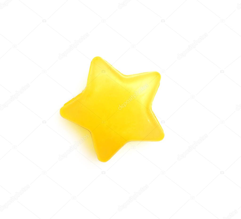 Plastic decorative element in the form of star isolated on white background