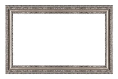 Beyaz arkaplanda izole edilmiş resimler, aynalar veya fotoğraf için gümüş çerçeve