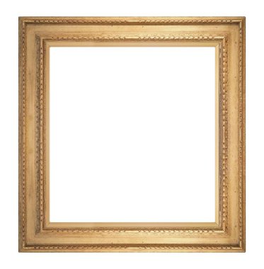 Beyaz arkaplanda izole edilmiş resimler, aynalar veya fotoğraf için altın çerçeve