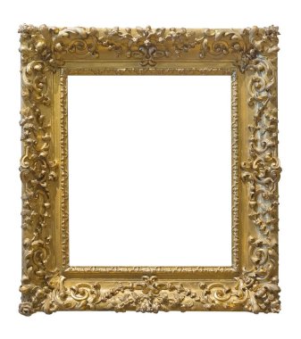 Beyaz arkaplanda izole edilmiş resimler, aynalar veya fotoğraf için altın çerçeve