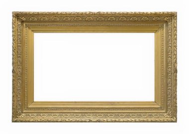 Beyaz arkaplanda izole edilmiş resimler, aynalar veya fotoğraf için altın çerçeve