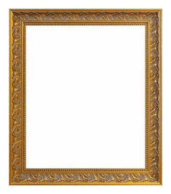 Beyaz arkaplanda izole edilmiş resimler, aynalar veya fotoğraf için altın çerçeve