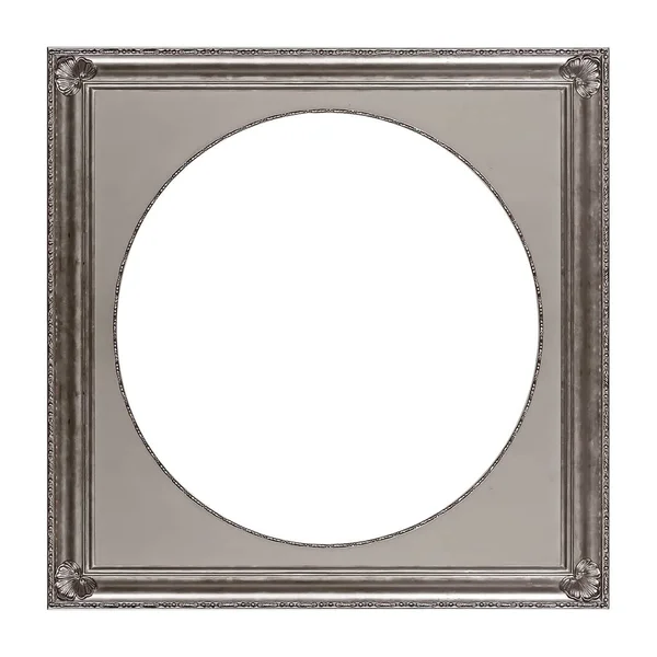 Silver Frame Paintings Mirrors Photo Isolated White Background — Stock Photo, Image