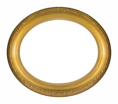 Beyaz arkaplanda izole edilmiş resimler, aynalar veya fotoğraf için altın çerçeve