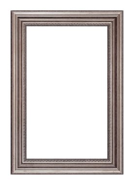 Beyaz arkaplanda izole edilmiş resimler, aynalar veya fotoğraf için gümüş çerçeve