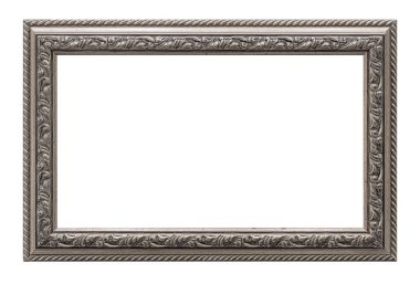 Beyaz arkaplanda izole edilmiş resimler, aynalar veya fotoğraf için gümüş çerçeve