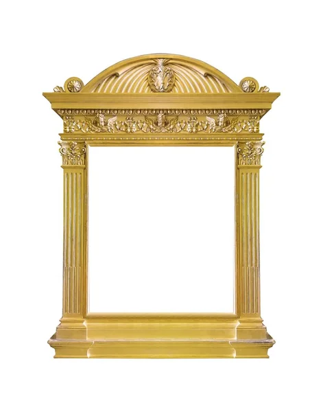 Gyllene Ram För Målningar Speglar Eller Foto Isolerad Vit Bakgrund — Stockfoto