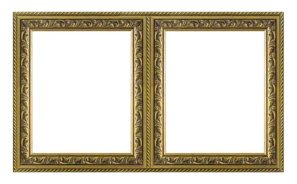 Двойная Золотая Рамка Диптих Картин Зеркал Фотографий — стоковое фото