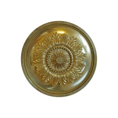 Beyaz arkaplanda izole edilmiş çiçek desenli altın dekoratif element