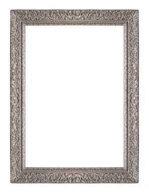 Beyaz arkaplanda izole edilmiş resimler, aynalar veya fotoğraf için gümüş çerçeve