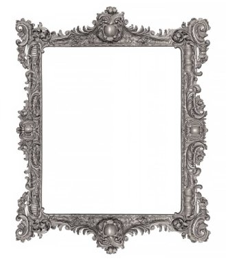 Beyaz arkaplanda izole edilmiş resimler, aynalar veya fotoğraf için gümüş çerçeve
