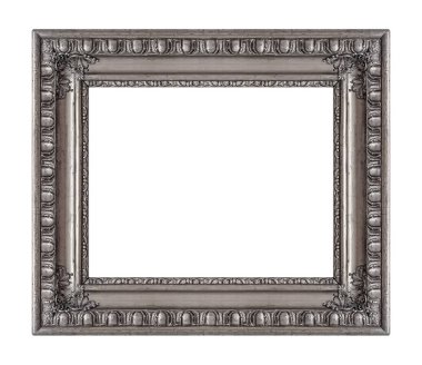Beyaz arkaplanda izole edilmiş resimler, aynalar veya fotoğraf için gümüş çerçeve