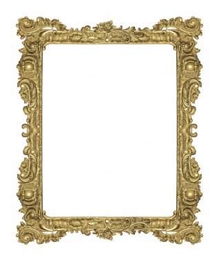 Beyaz arkaplanda izole edilmiş resimler, aynalar veya fotoğraf için altın çerçeve