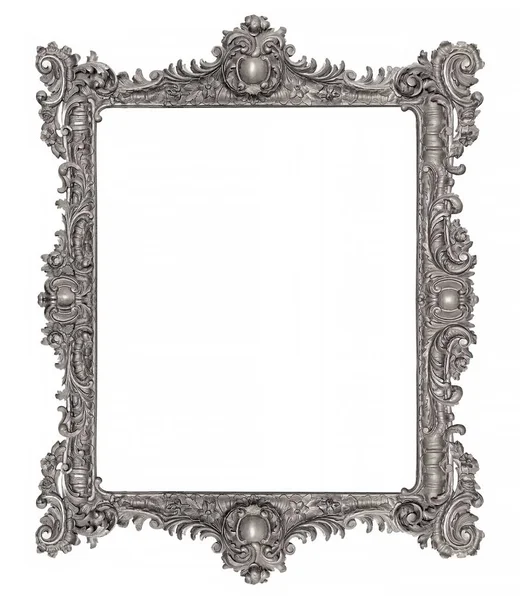 Moldura Prata Para Pinturas Espelhos Fotos Isoladas Sobre Fundo Branco — Fotografia de Stock