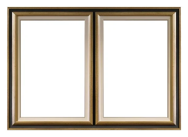 Doppelter Goldener Rahmen Diptychon Für Gemälde Spiegel Oder Fotos — Stockfoto