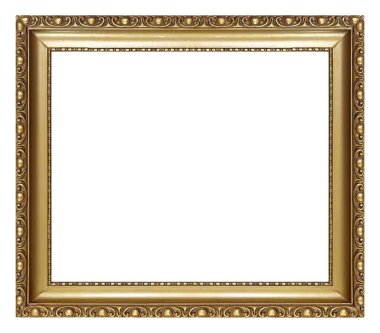 Beyaz arkaplanda izole edilmiş resimler, aynalar veya fotoğraf için altın çerçeve
