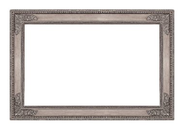 Beyaz arkaplanda izole edilmiş resimler, aynalar veya fotoğraf için gümüş çerçeve