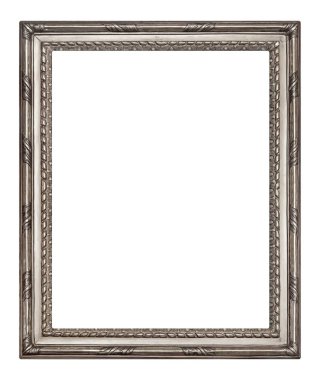 Beyaz arkaplanda izole edilmiş resimler, aynalar veya fotoğraf için gümüş çerçeve