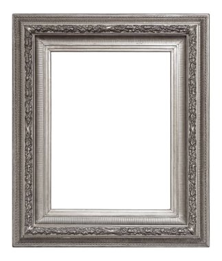 Beyaz arkaplanda izole edilmiş resimler, aynalar veya fotoğraf için gümüş çerçeve