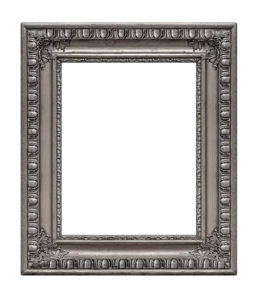 Moldura Prata Para Pinturas Espelhos Fotos Isoladas Sobre Fundo Branco — Fotografia de Stock