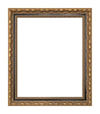 Beyaz arkaplanda izole edilmiş resimler, aynalar veya fotoğraf için altın çerçeve