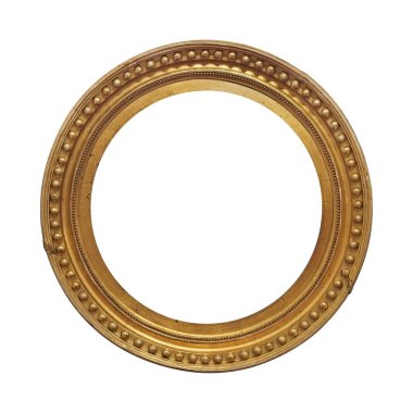 Beyaz arkaplanda izole edilmiş resimler, aynalar veya fotoğraf için altın çerçeve