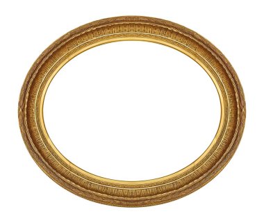 Beyaz arkaplanda izole edilmiş resimler, aynalar veya fotoğraf için altın çerçeve