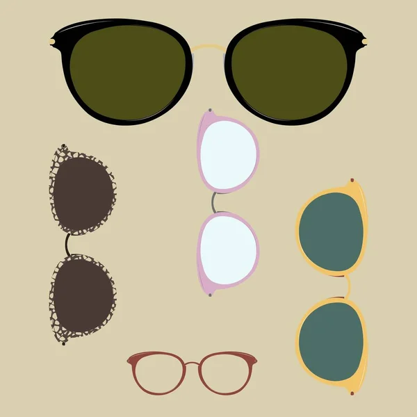 在珊瑚背景上被隔离的眼镜和太阳镜 以便在肖像上使用 — 图库矢量图片