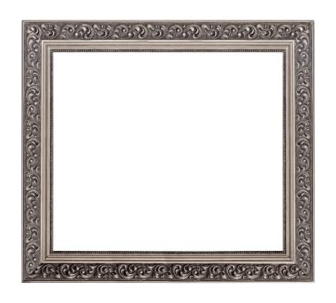 Beyaz arkaplanda izole edilmiş resimler, aynalar veya fotoğraf için gümüş çerçeve