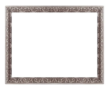 Beyaz arkaplanda izole edilmiş resimler, aynalar veya fotoğraf için gümüş çerçeve