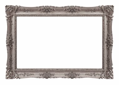Beyaz arkaplanda izole edilmiş resimler, aynalar veya fotoğraf için gümüş çerçeve