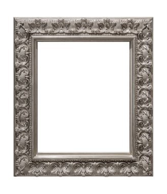 Beyaz arkaplanda izole edilmiş resimler, aynalar veya fotoğraf için gümüş çerçeve