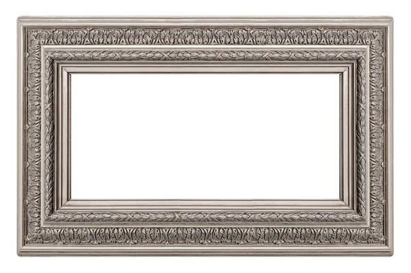 白色背景下隔离的绘画 镜子或照片用银框 — 图库照片